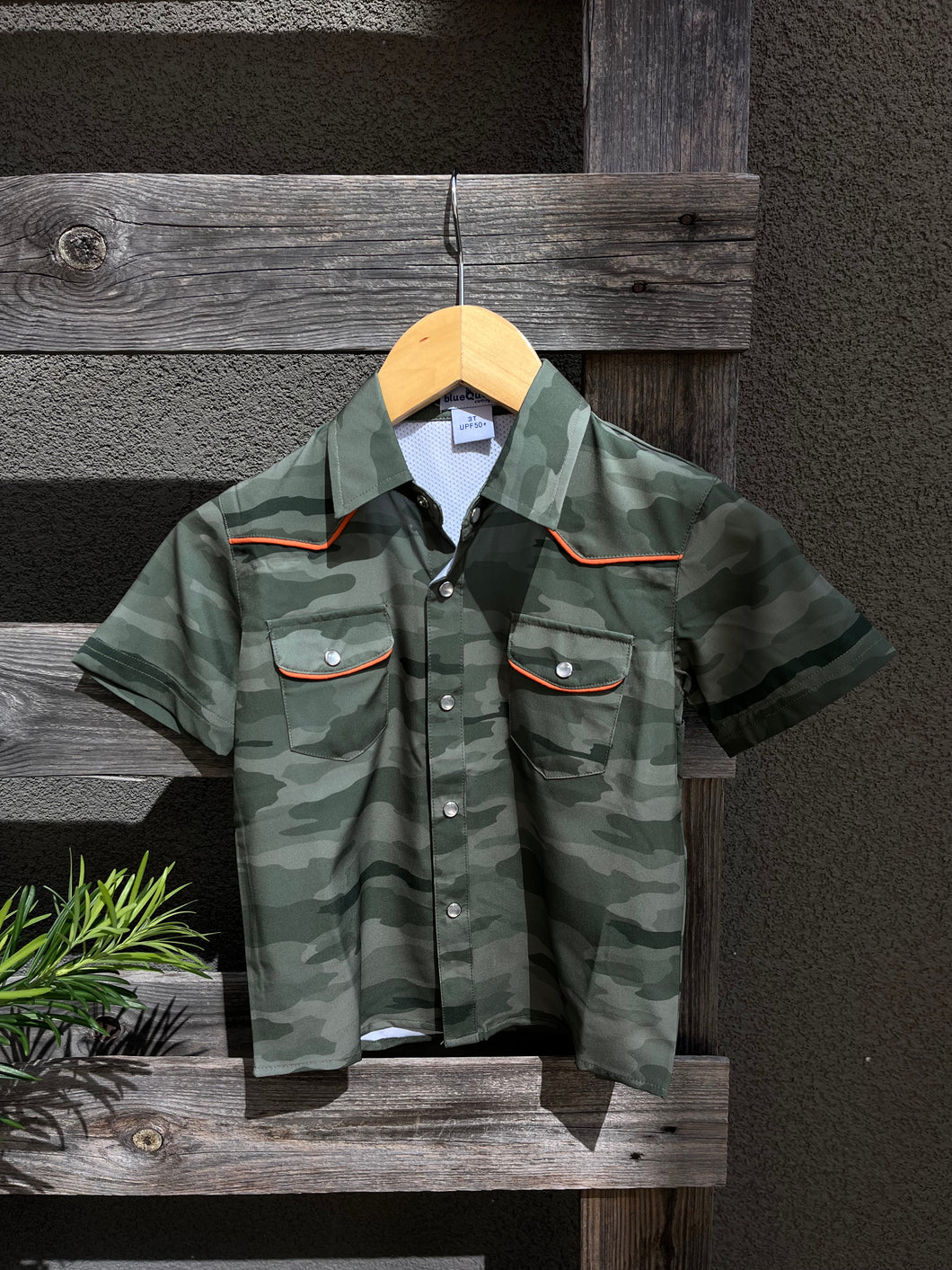 Youth Pearl Snap Short Sleeve - Classic Camo/ Green