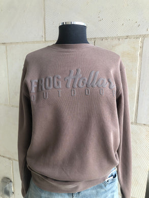 Adult FHO Puffy Crew Sweatshirt- Brown