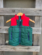 Youth Quilted Vest- Green/Red Tattersall